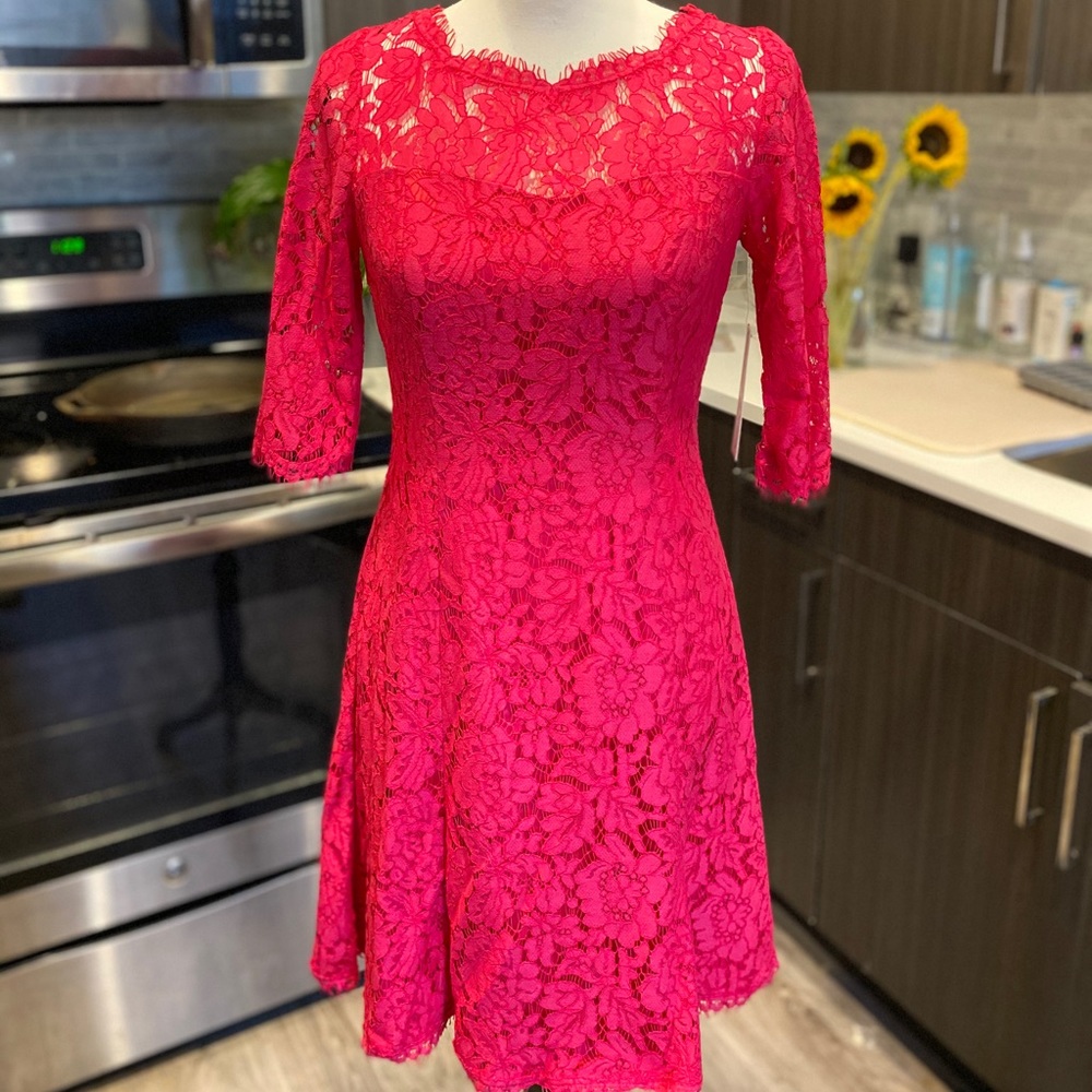 Eliza J hot pink lace dress